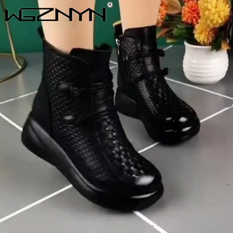 

Женские ботильоны из натуральной кожи, на плоской подошве, с плюшевой подкладкой