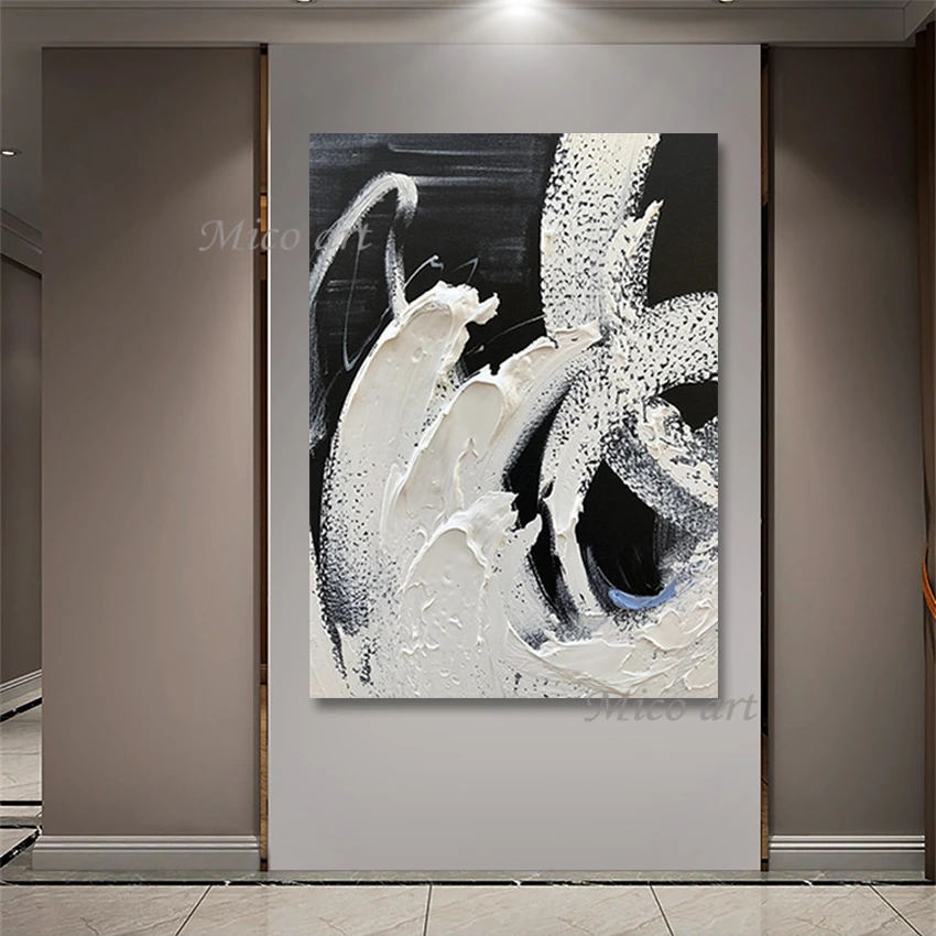 

Large Size Wall Picture Hand-painted Canvas New Design White Abstract Paintings Art For Modern Office Decorative Unframed