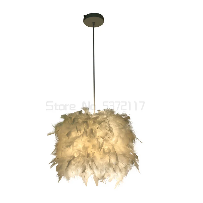 

Pendant Lights E27 Feather Romantic Pendant Lamp For Bedroom Living Room Lighting HangLamp Goose Feather Suspension Luminaire