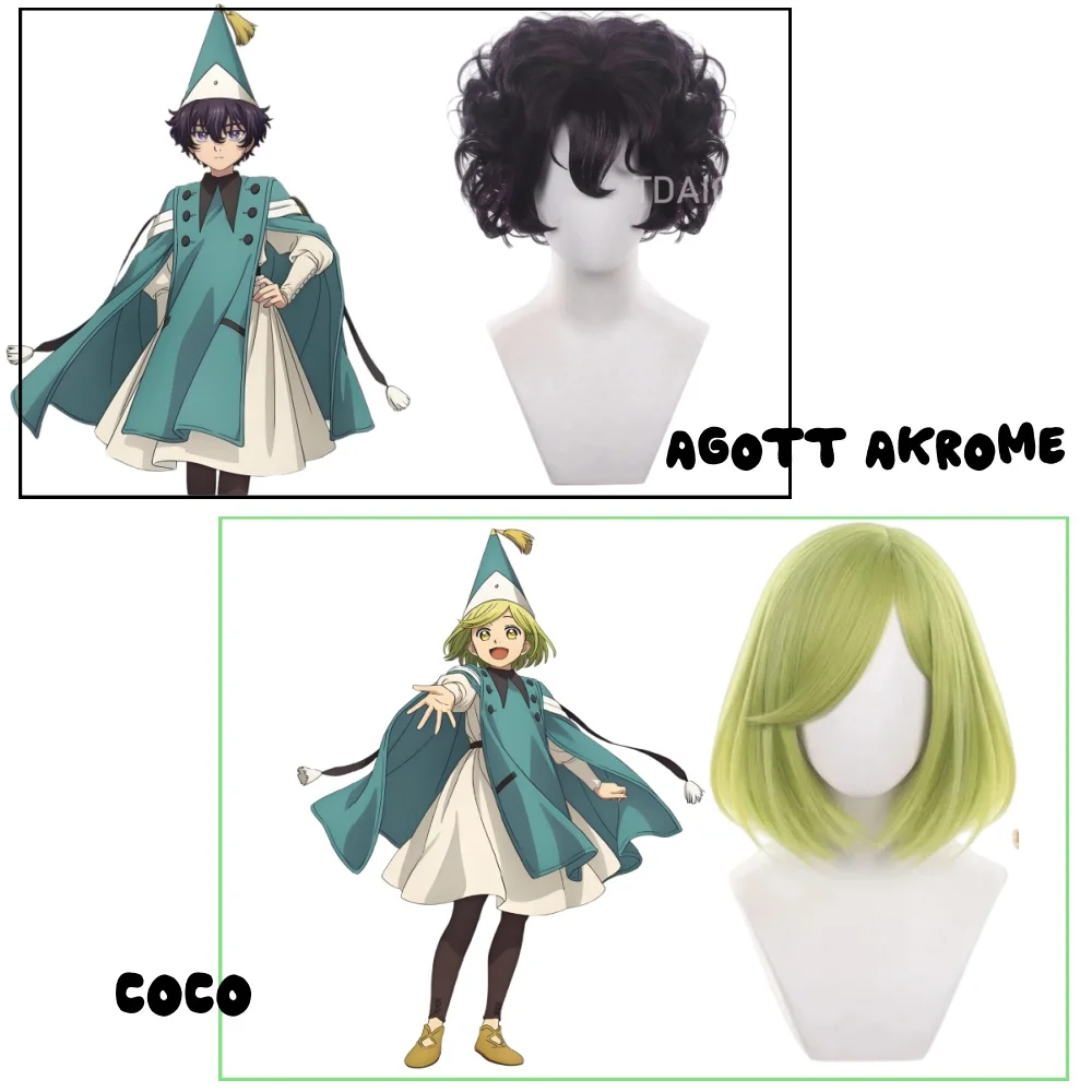 Фото Парик для косплея Witch Hat Atelier Agott Akrome Coco, черно-фиолетовый, кудрявый, короткий, для Хэллоуина, аниме-костюмов, в комплекте шапочка для парика №1