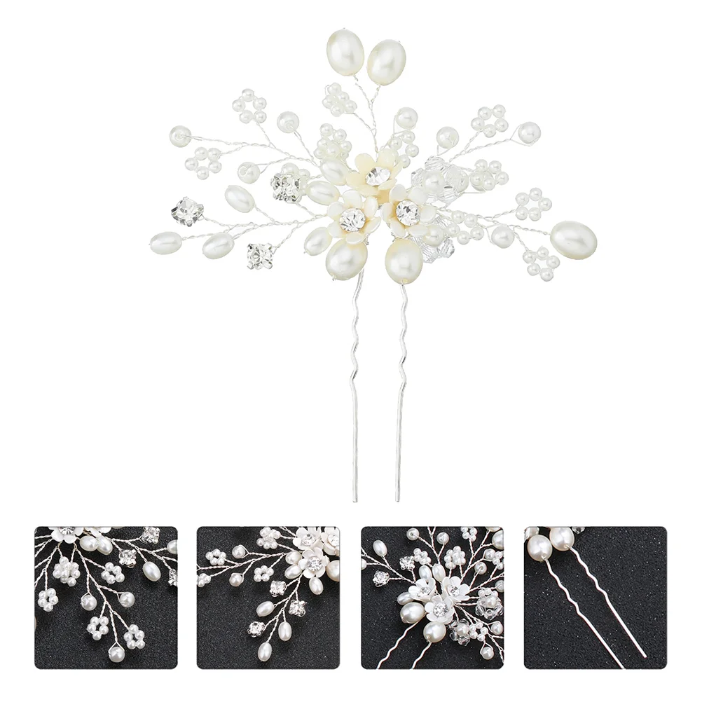 

1pc Bride Pearl Rhinestone Hair Pin Hair Clip for Bride (Silver)