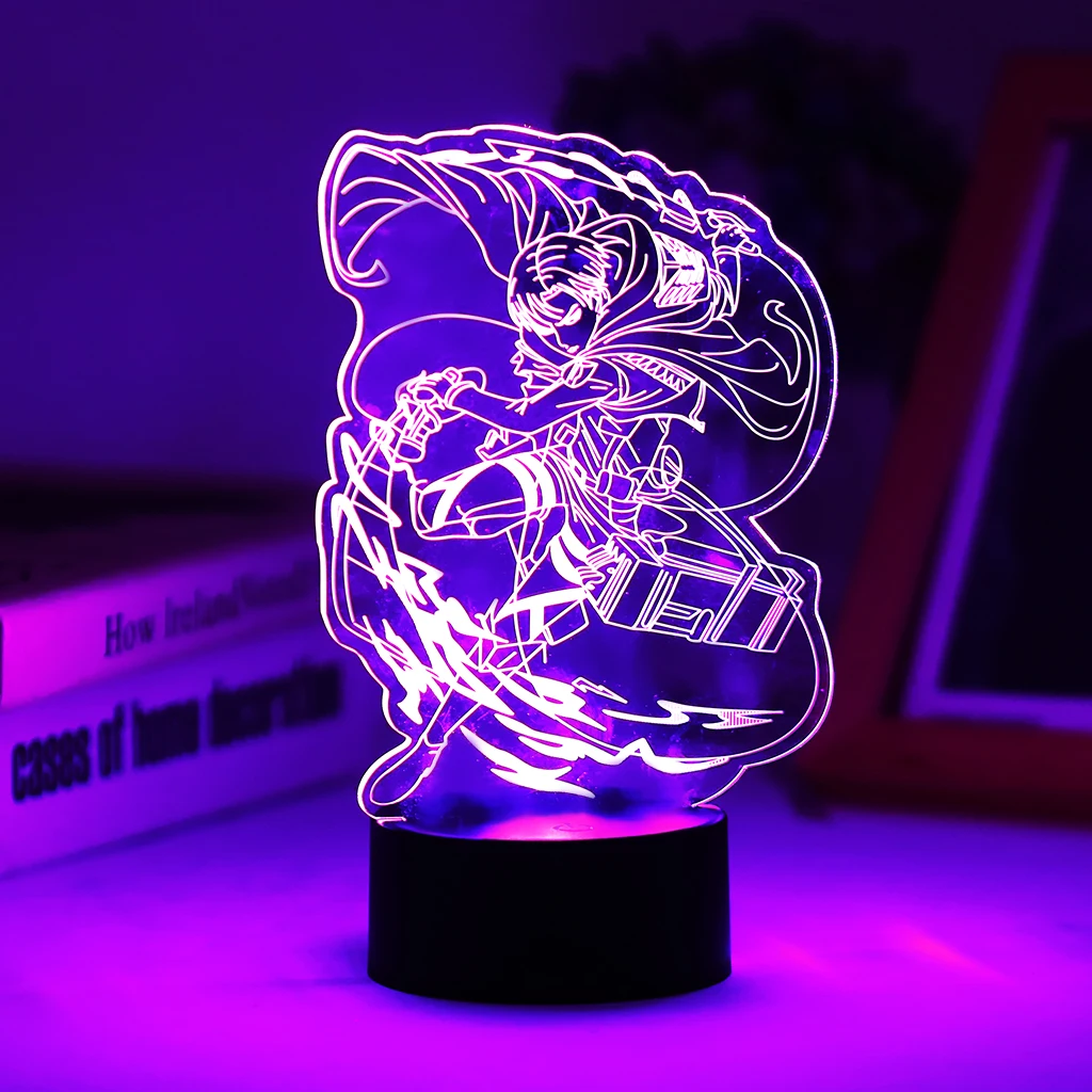 

Attack on Titan Lamp Anime 3D Led Night Light Zero Two For Room Decor Kid Birthday Desk Gift My Hero Academia Levi Dropshipping