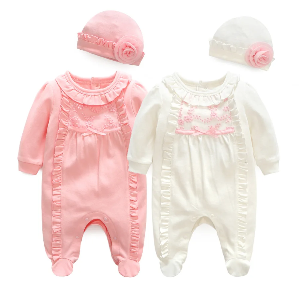 

Newborn Fall Cotton Vetement Bebe Fille Princess Baby Jumpsuit 0-12 Months Infant Romper With Hat Ropa Bebe Baby Girl Clothes