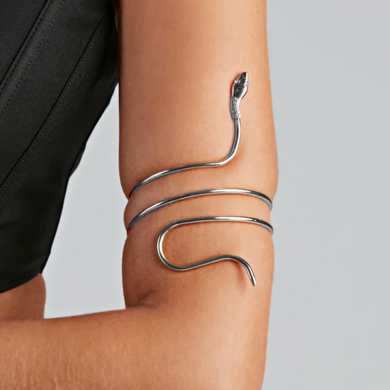 

Adjustable Women Punk Coiled Snake Spiral Upper Arm Cuff Armlet Armband Bangle Women Jewelry Egypt Swirl Snake Arm Cuff