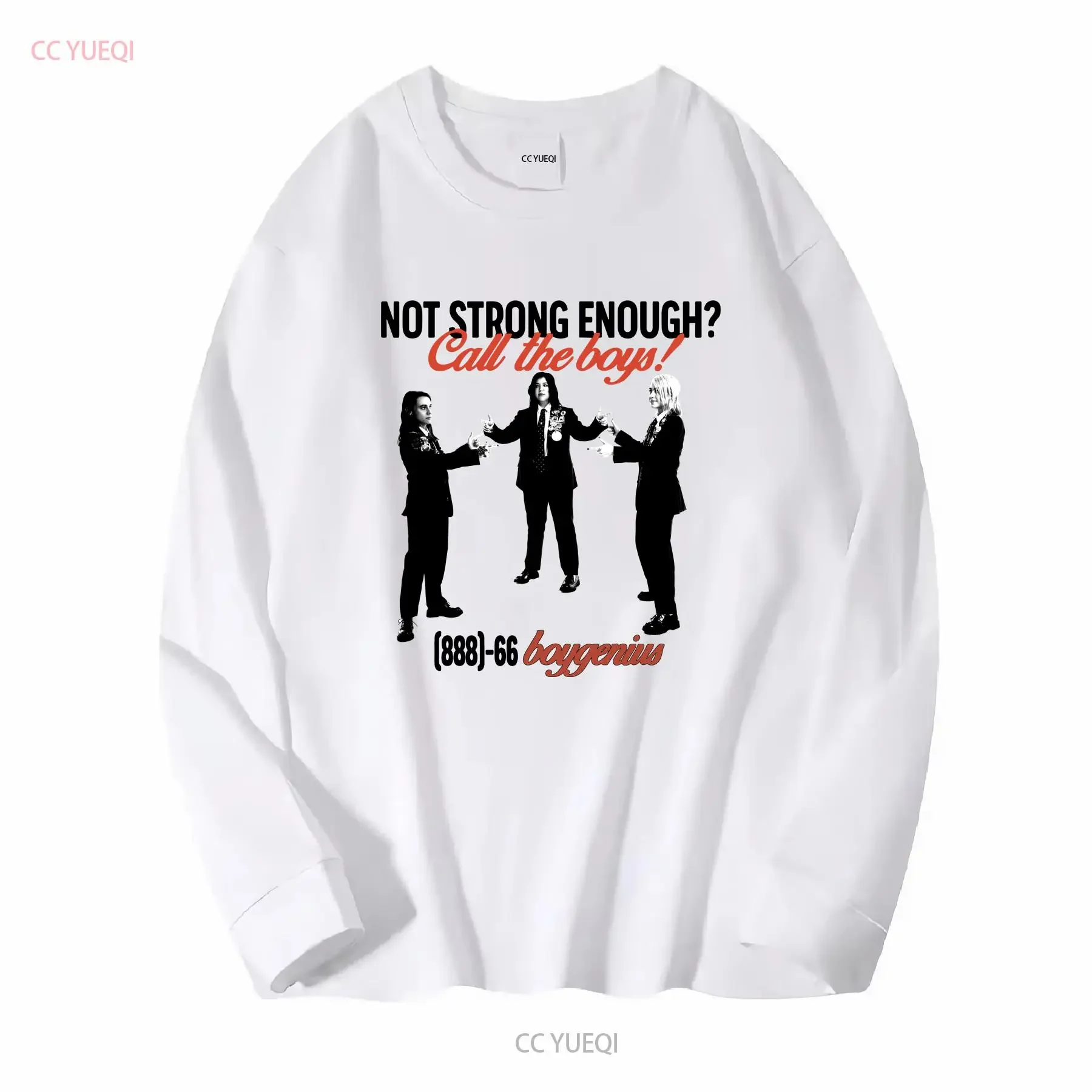 Фото Футболка Boygenius Not Strong Enough Call The Boys в стиле ретро 90-х для фанатов музыки, с длинными или короткими рукавами, винтажная, слегка состаренная №2