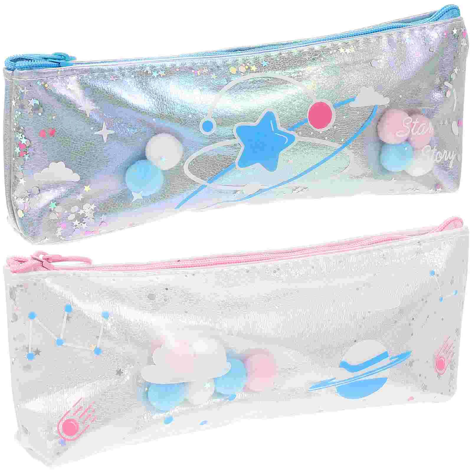 

Pouch Case Pen Bag Stationery Organizer Makeup Zippered Holder Storage Clear Brush Marker Smallcontainer Pouches Kids School