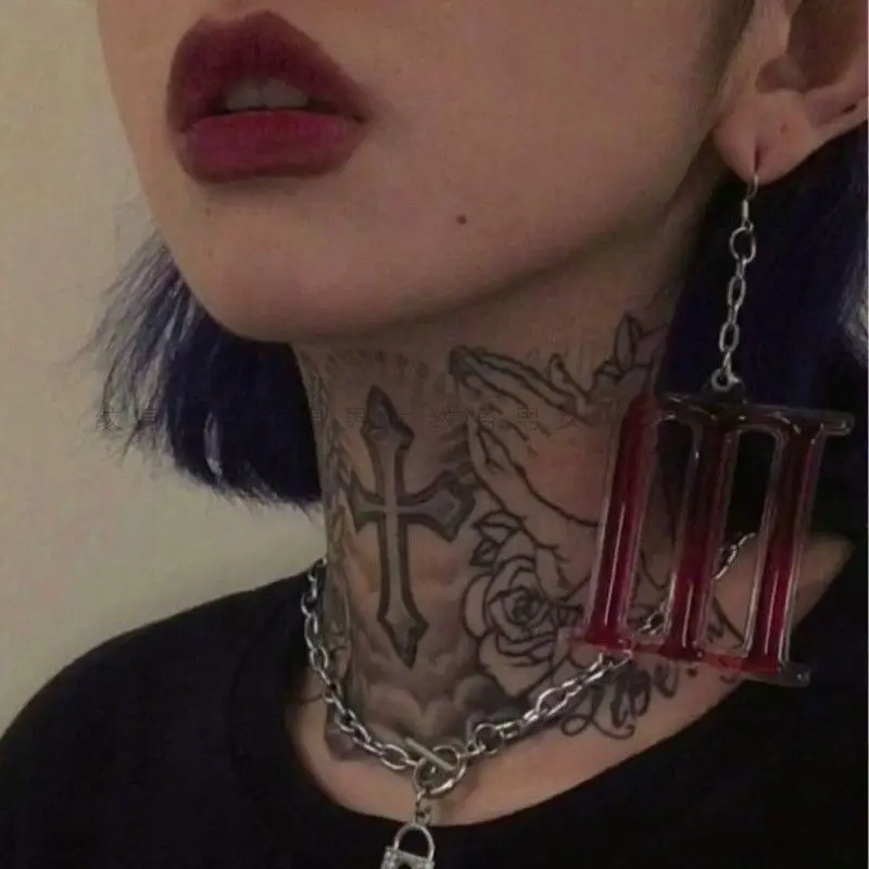 

Temporary Tattoo Herbal Juice Dark Neck Rose English Tattoo Sticker Festival Accessories Fake Tattoos for Women Cute Hotwife Art