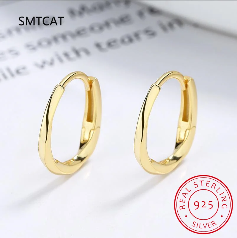 

Real 925 Sterling Silver 2022 Sweet Mobius Distorted Charm Hoop Earrings For Women Daily Fashion Fine Jewelry DG0064