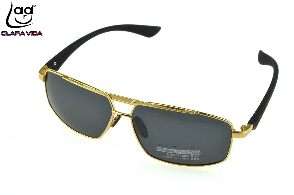 

CLARA VIDA BRAND Mens Polarized Sunglasses TR90 Temple Rectangle Frame UV Polaroid Sports Driving Outdoor Designer Sun Glasses