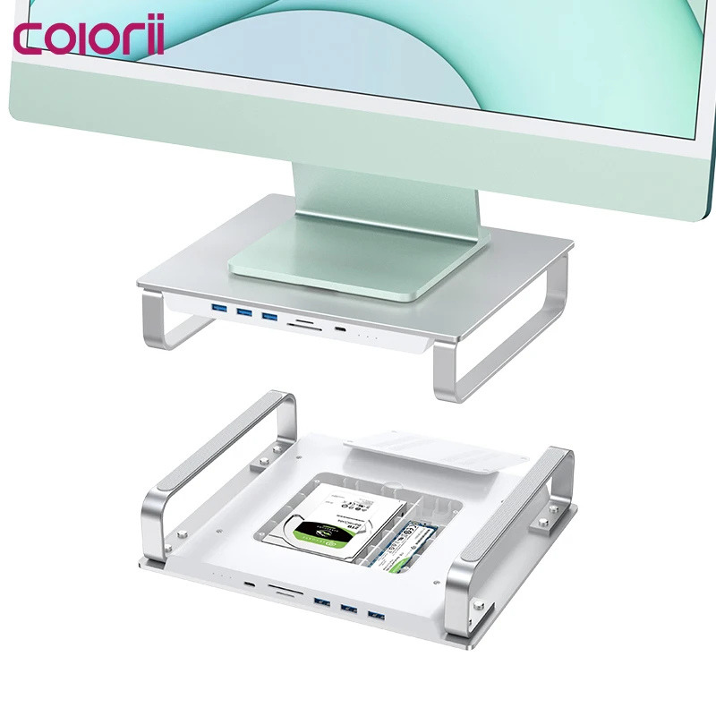 

MC35 DOCKING STATION Mac mini hub monitor stand and iMac hub with the Dual HDD hub support M.2 NVMe/NGFF 2.5'' SATA HDD