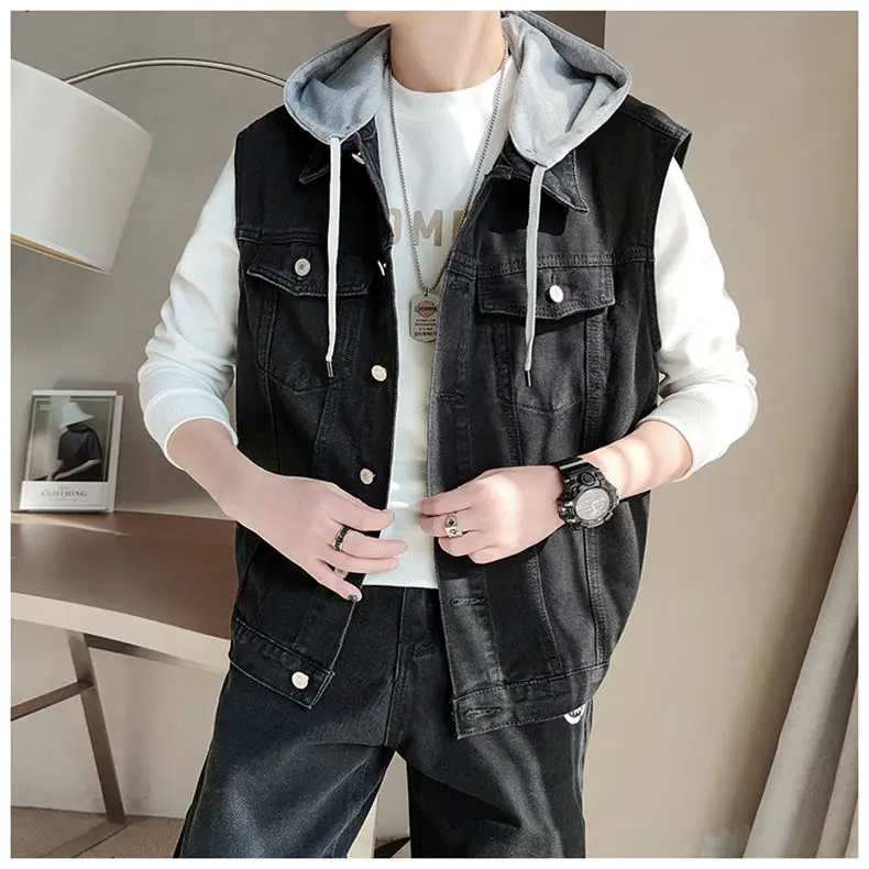 Джинсовая безрукавка BANNAJI Мужская повседневный стильный жилет модная винтажная