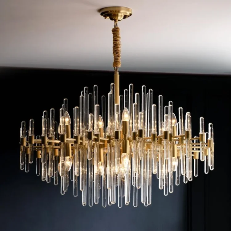 

Chandeliers LED Modern crystal Nordic copper for living room simple dining room lamp luxury villa decoration