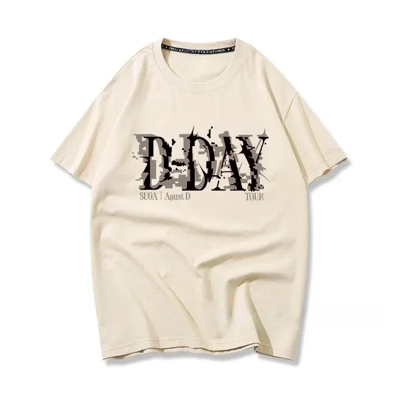 2024 New T Shirt Kpop Suga Agust D D-DAY Printed Women's Clothing Korean Graphic T-Shirt Top Summer Oversized Clothes