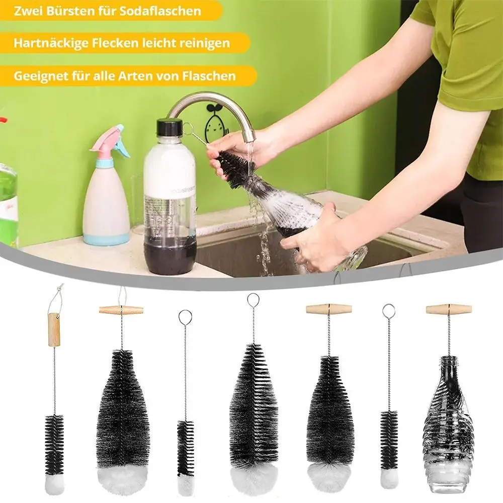 

Cup Home Kitchen Dust Removal Glassware Jars Cleaner Soda Stream Bottle Brush With Beechwood Handle Cleaning Brush