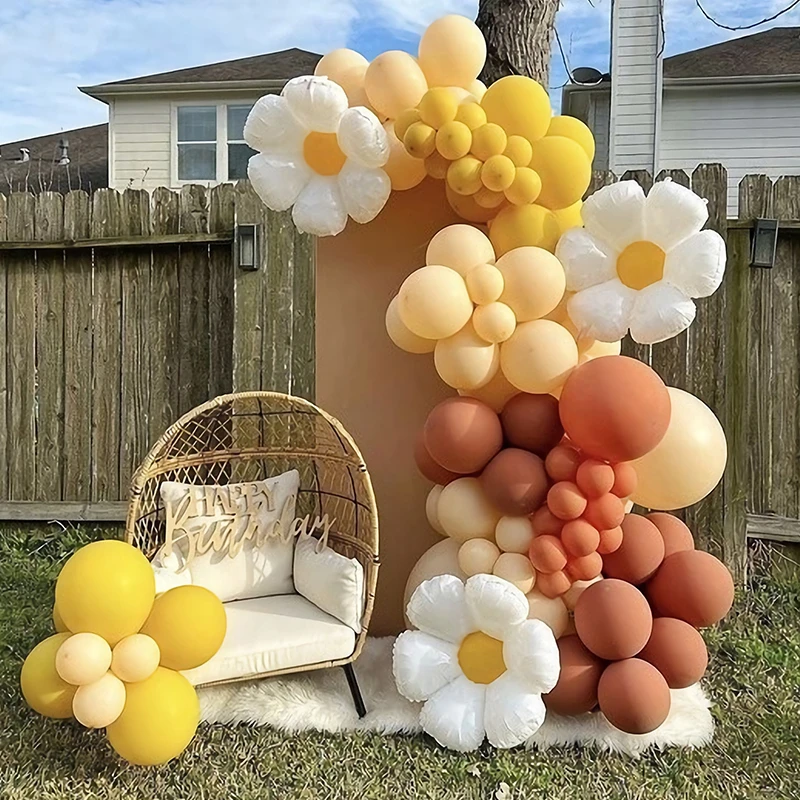 

Set Daisy Flower Balloon White Plumeria Foil Helium Balloon Summer Birthday Wedding Baby Shower Party Decor Hot Photo Prop