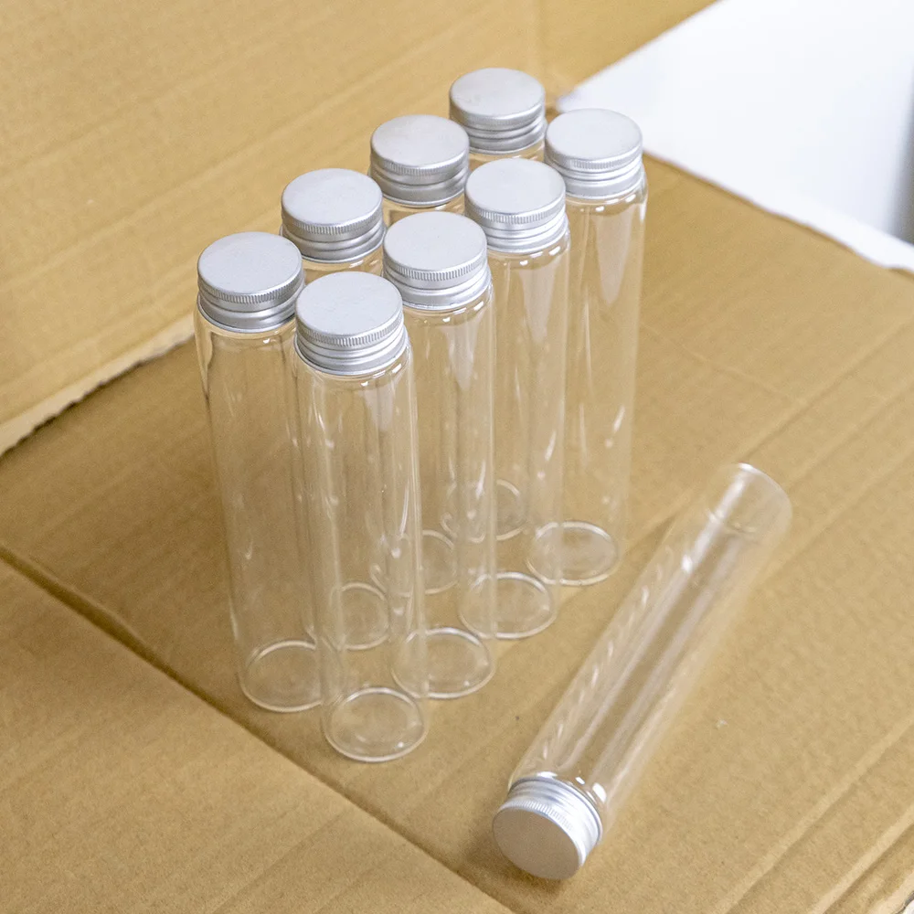

Wholesale 6 Pieces 150ml 37*180mm Glass Bottles with Aluminum Caps Mini Glass Bottles Tiny Jars Vials