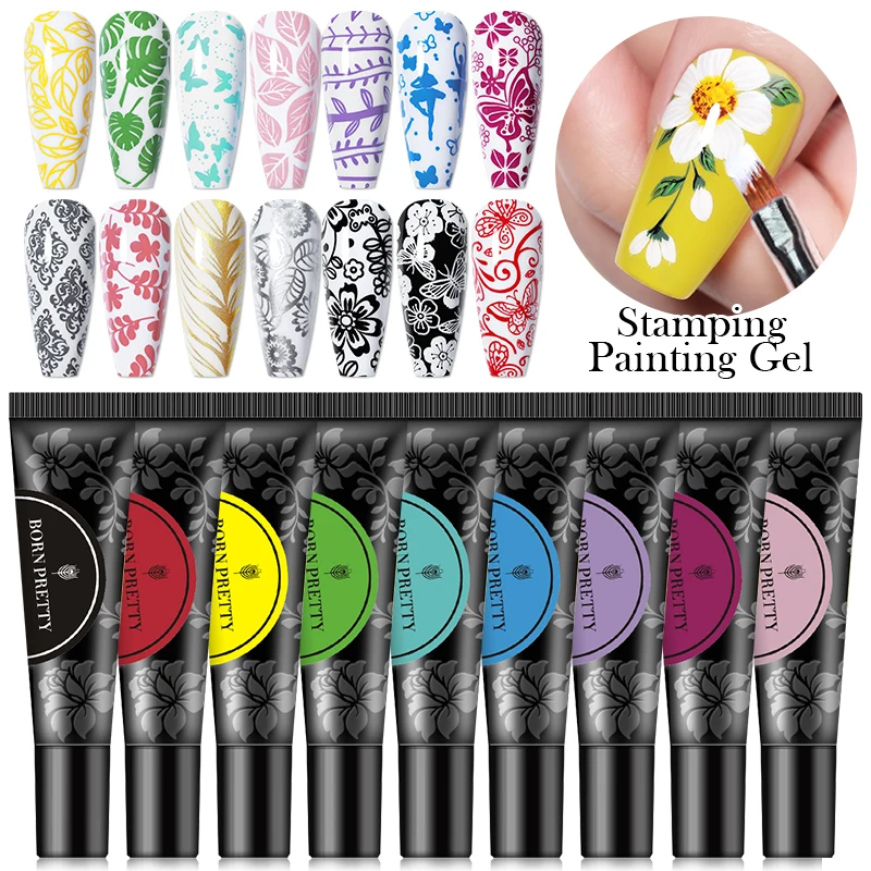 BORN PRETTY 6/8PCS Stamping Gel Polish Black White Nail Art Stamping Print For Manicure With Stamping Plates Nail Stamper