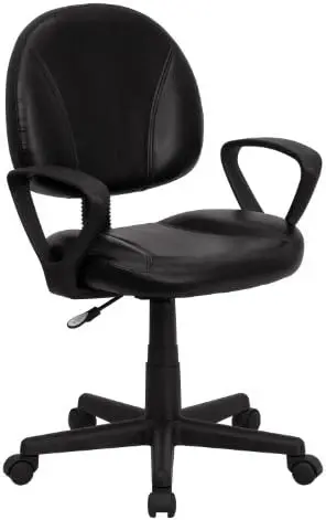 

Mid-Back Black LeatherSoft Swivel Ergonomic Task Office Chair with Back Depth Adjustment and Arms