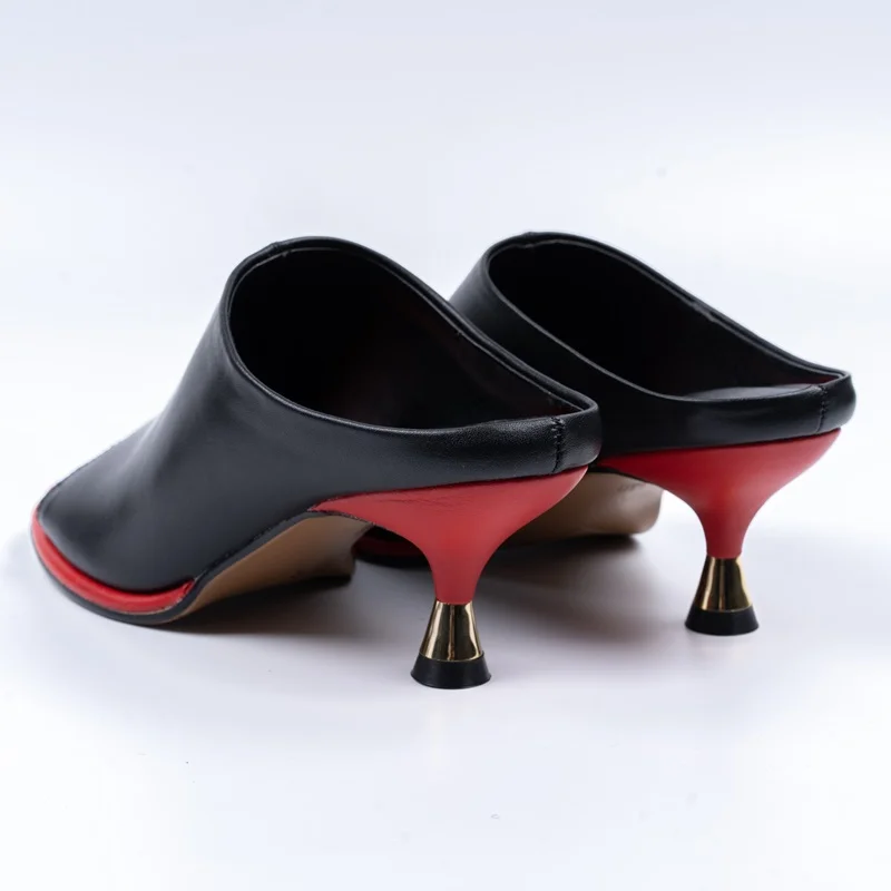 Шлепанцы женские из коровьей кожи роскошные пикантные сандалии вечерние