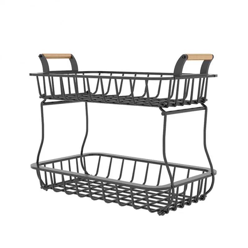 

Durable Fruit Shelving Double-layer Fruit And Vegetable Shelf Detachable Fruit And Vegetable Storage Basket Convenient