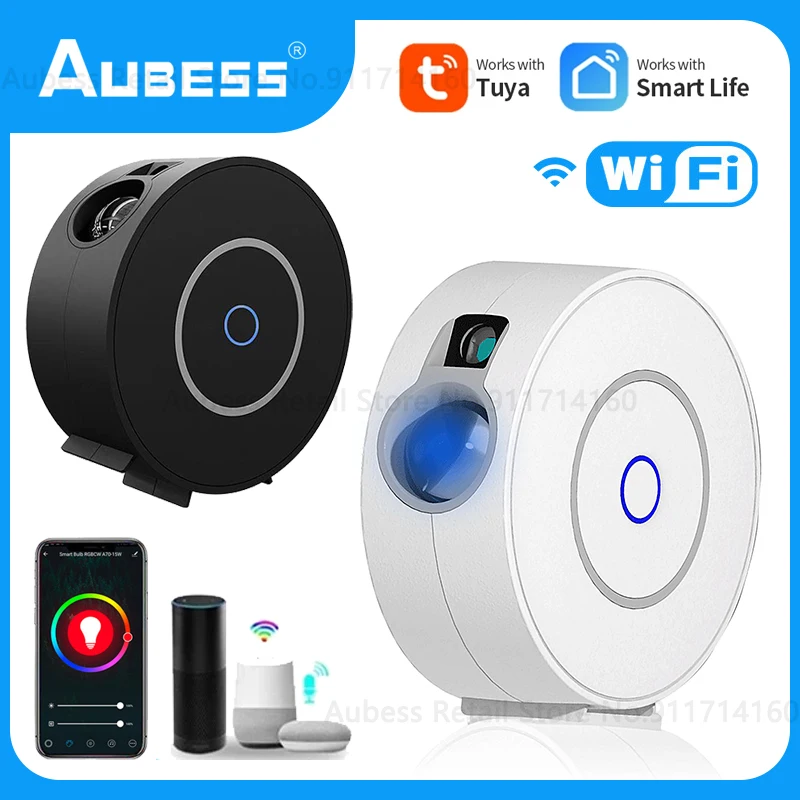 

Проектор-звезда Aubess Tuya с Wi-Fi, умный лазерный проектор со звездным небом, машущий RGB-светодиодом, цветной светодиодный светильник для домашне...