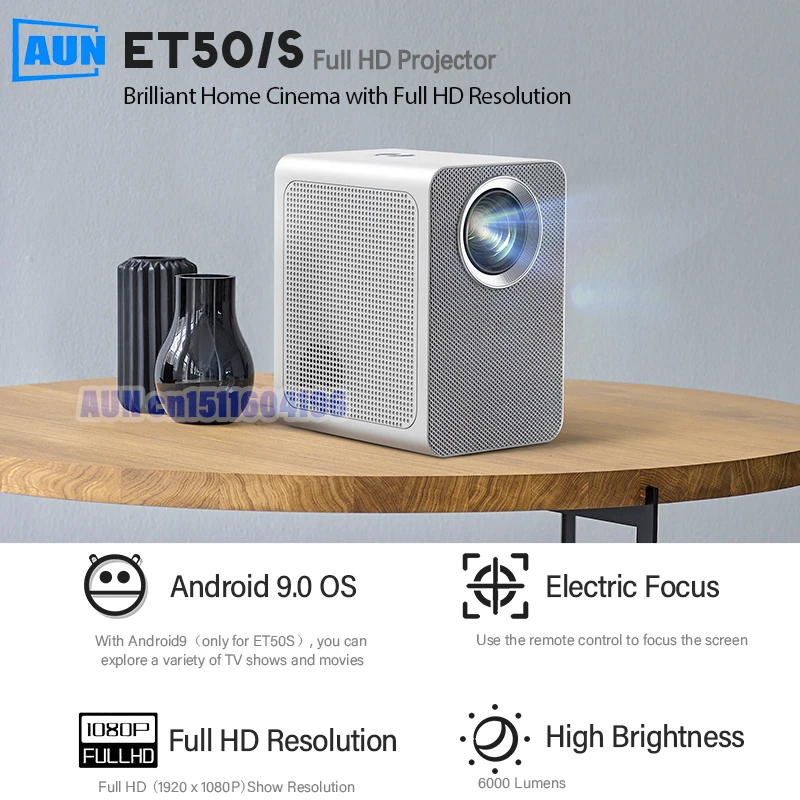 Najtaniej AUN ET50S MINI Projektor Android Full HD 1080P Kino Domowe Projektory LED Przenośny 4K Wideo Beamer WIFI Telefon Komórkowy
