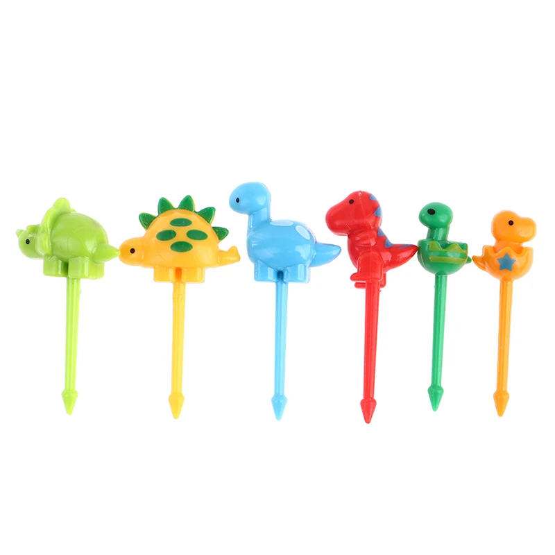 

6/10pcs Animal Farm Dinosaur Fruit Fork Mini Cartoon Children Snack Cake Dessert Pick Toothpick Bento Lunches Party Decoration
