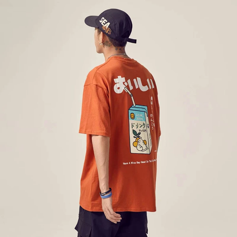 

CHICVOY Hip Hop Tshirt Men Y2K Japanese Kanji Drink Graphic T Shirt Women Streetwear Harajuku Short Sleeve T-Shirt Unisex Tops