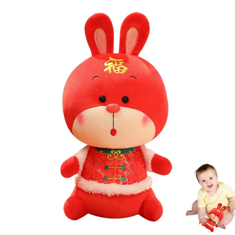 

Китайский новогодний кролик креативный китайский новогодний Кролик плюшевая кукла мягкие животные коллекционный кролик талисманы украшения для года