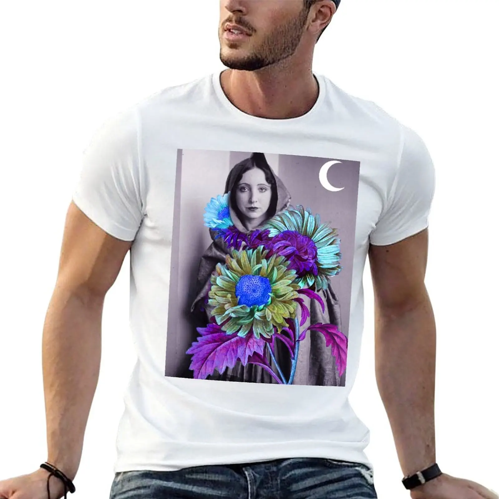Фото Футболка Anais Nin Psyschedelic Collage Vintage Art, простой повседневный топ больших размеров №1