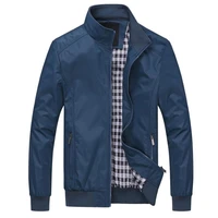 men coat solid color stand collar simple all match spring jacket for daily wear