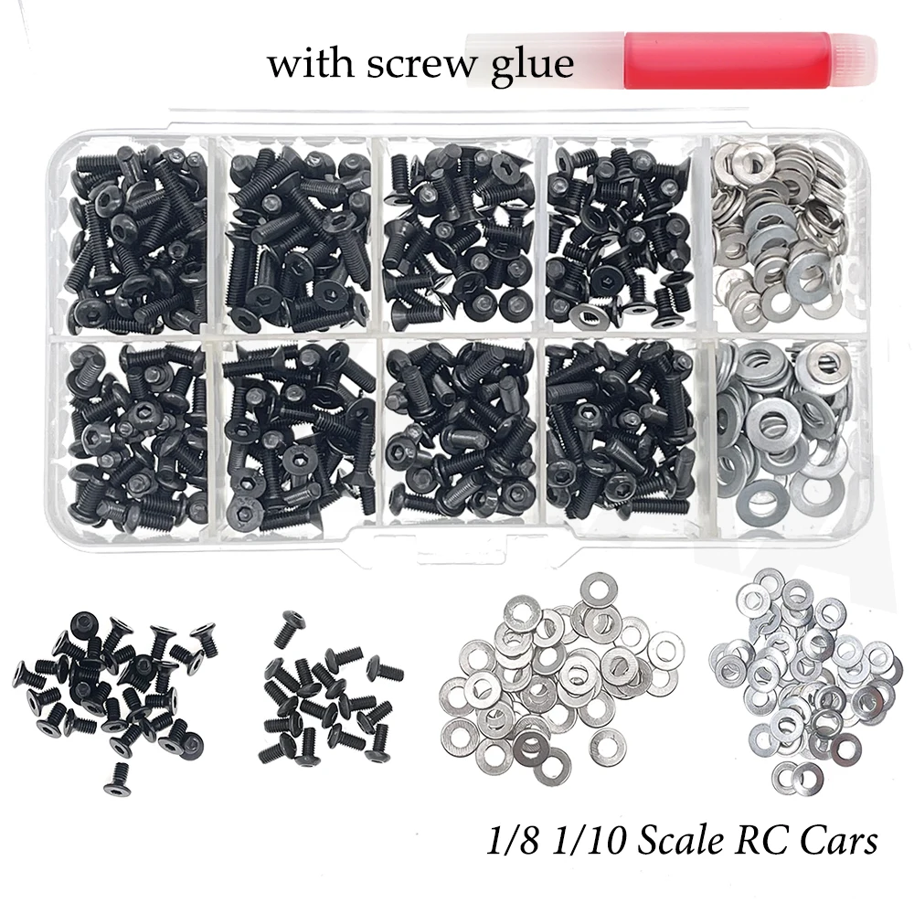 

RC Screw Kit & M3 M4 Bolts Washers Hardware Fasteners for Traxxas Axial Redcat HSP HPI Arrma Losi 1/8 1/10 Scale RC Cars