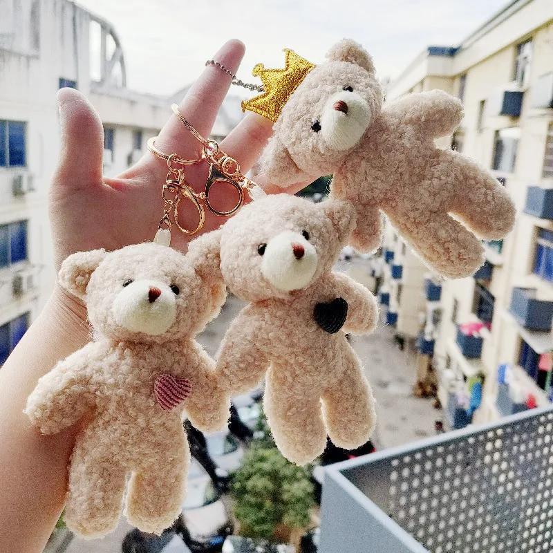 

11PCS Kawaii Mini Cute Bear Plush Toy Keychain Girl Bag Ornament Children Soft Cotton Key Chain Pendant Kindergarten Toy Gift