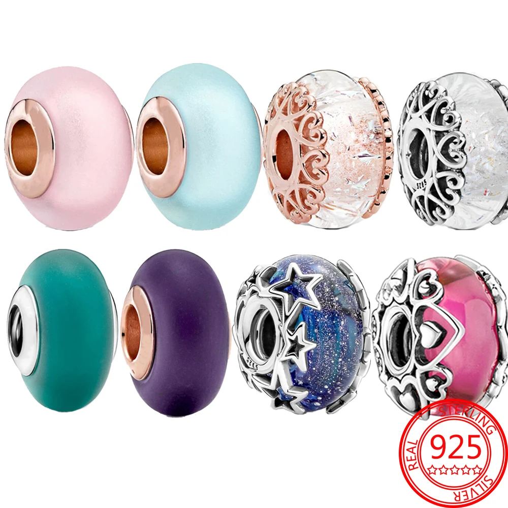 Новое поступление 925 Серебро Роза серия Розовый граненый муранское стекло