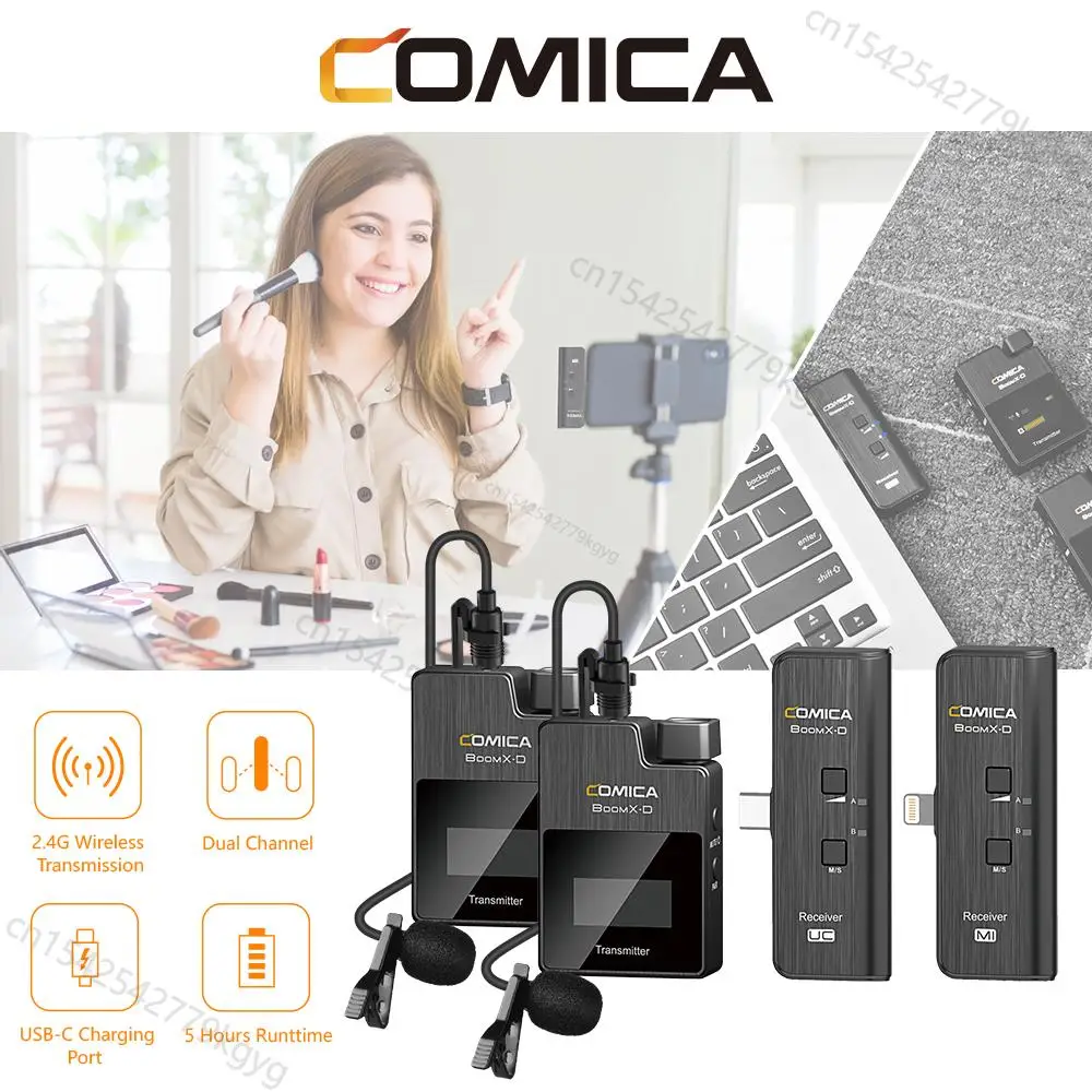 

Comica BoomX-D UC 2.4G Dual Channel Wireless Lavalier Microphone for iPhone iOS Android Phone PC Video Recording Streaming