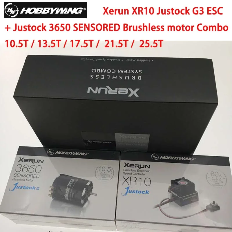 Hobbywing XeRun XR10 Justock 60A Sensored Brushless ESC & 3650 SD G2.1 2450KV Motor Combo for RC 1/10 1/12 car on.