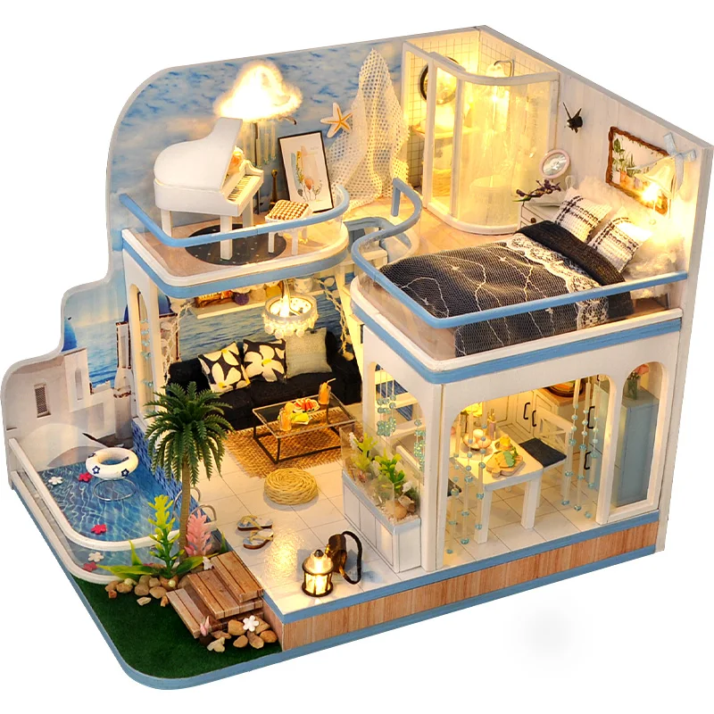 Деревянный кукольный домик сделай сам миниатюрный комплект мини-домик магазин