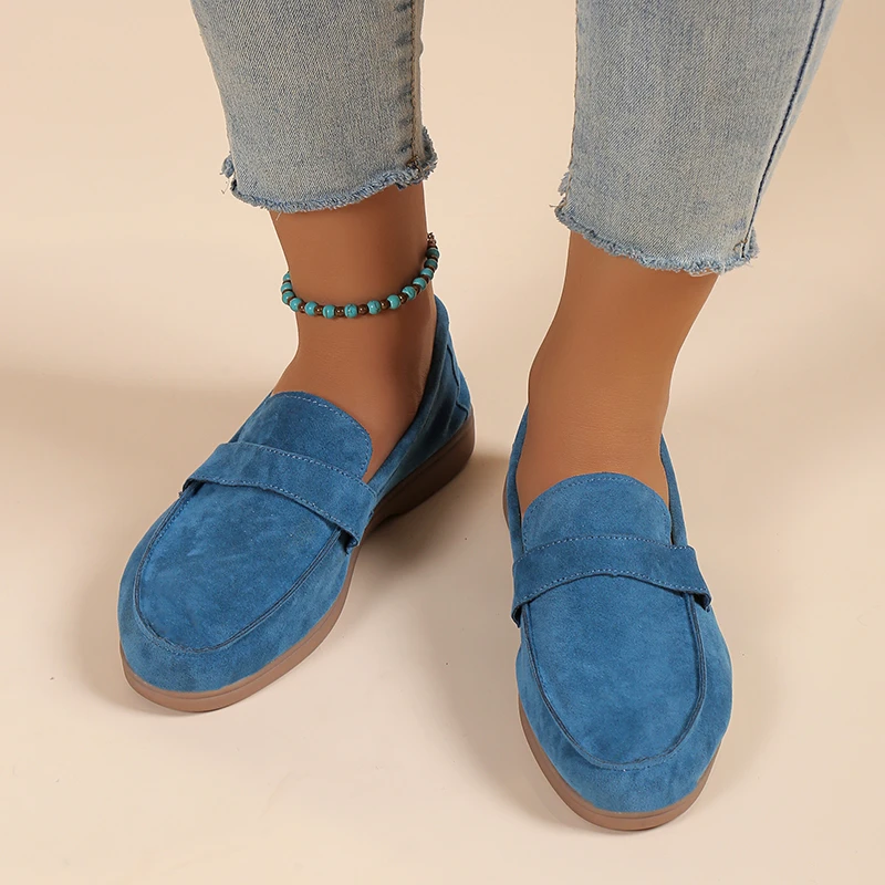 Classic Woman Moccasins Summer Fashion Colorful Slip-on Flat Shoes Ladies Brand Design Casual Artifical Suede Loafers Plus Size