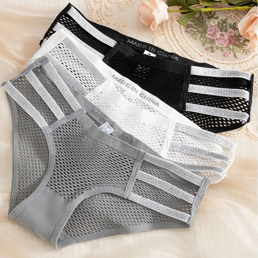 

Трусики женские с сетчатыми вставками, милое эластичное нижнее белье с заниженной талией