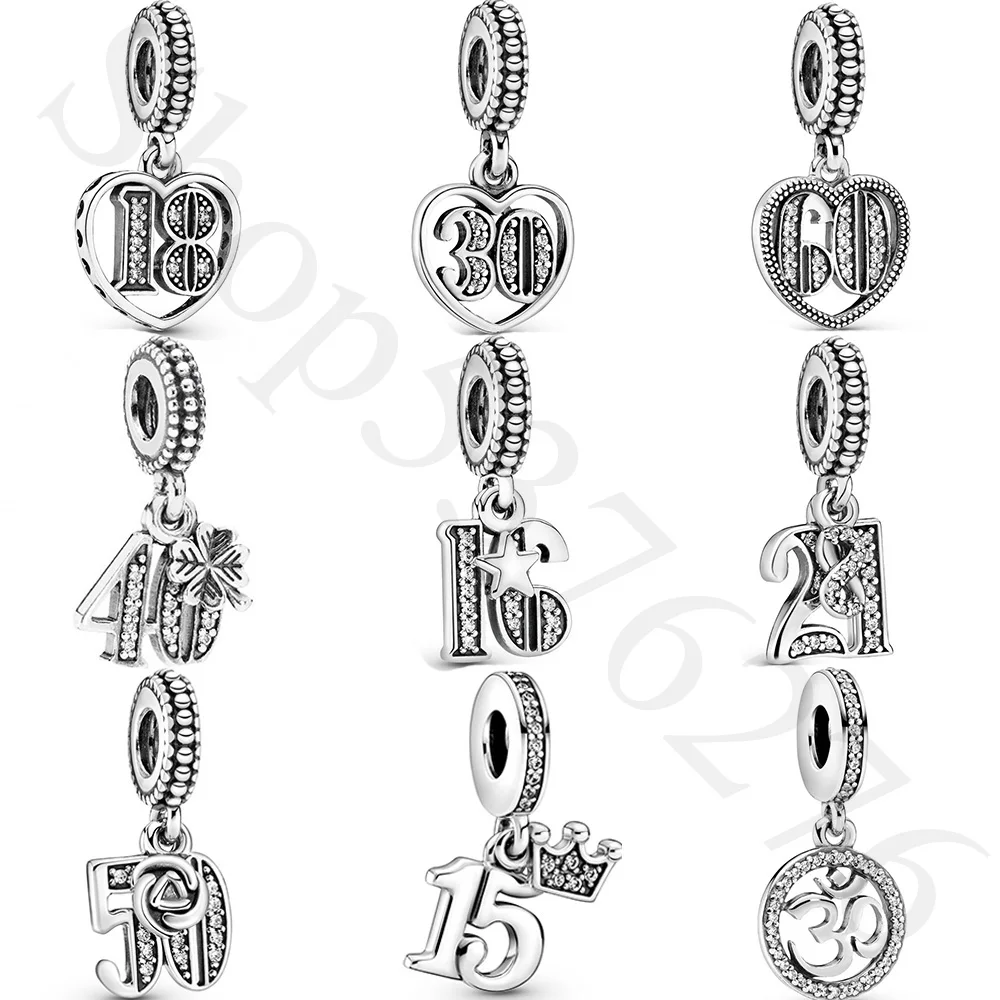 

Женский браслет-подвеска в стиле Пандоры, 15, 16, 18, 21, 30, 40, 50, 60 лет любви