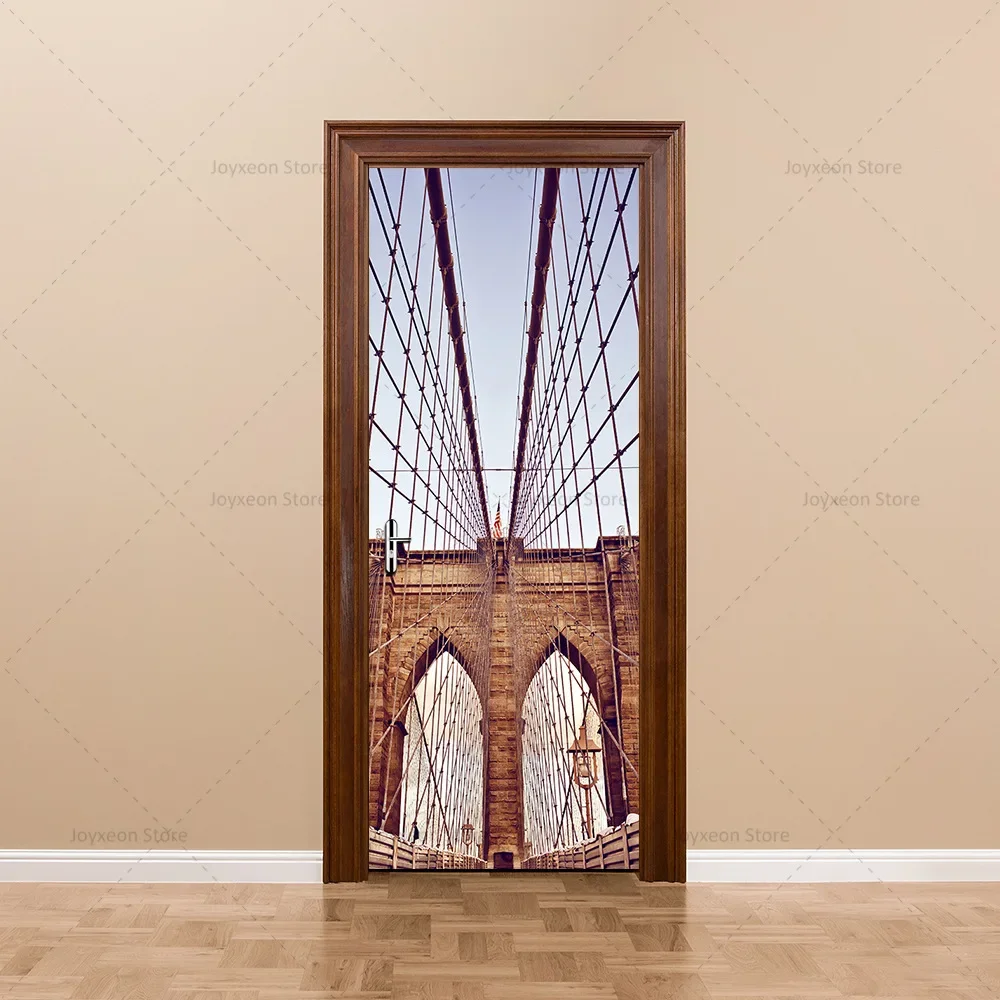 3D пейзаж дверная наклейка вид вверх к небу виниловая ПВХ водонепроницаемая