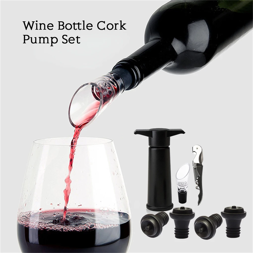 

Wine Stopper with Vacuum Wine Pump Wine Preserver Aerator Rubber Black Stoppers Sealing Preserver Drinks Bottle Silicone Caps