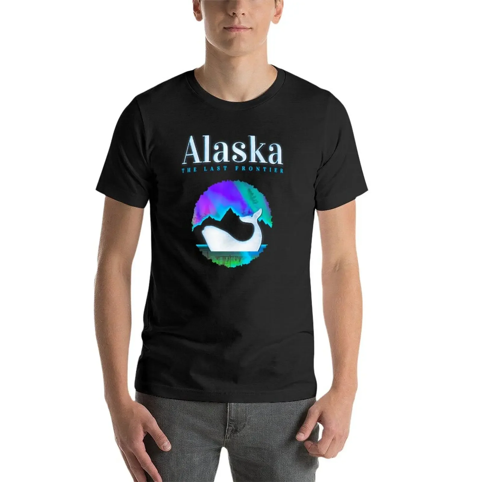 Футболка Alaska Orca Whale Northern Lights черные топы больших размеров набор мужских футболок