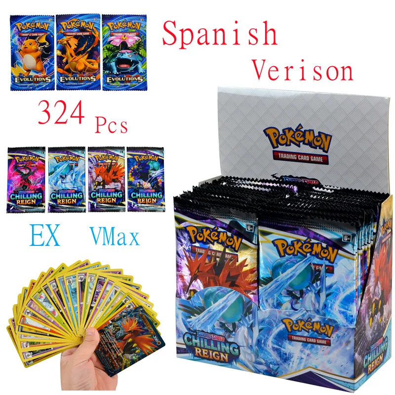 

324 шт., новая Испанская версия карт Pokemon Sword & Shield Dark Ablaze Booster, демонстрационная коробка, коллекционная карточная игра