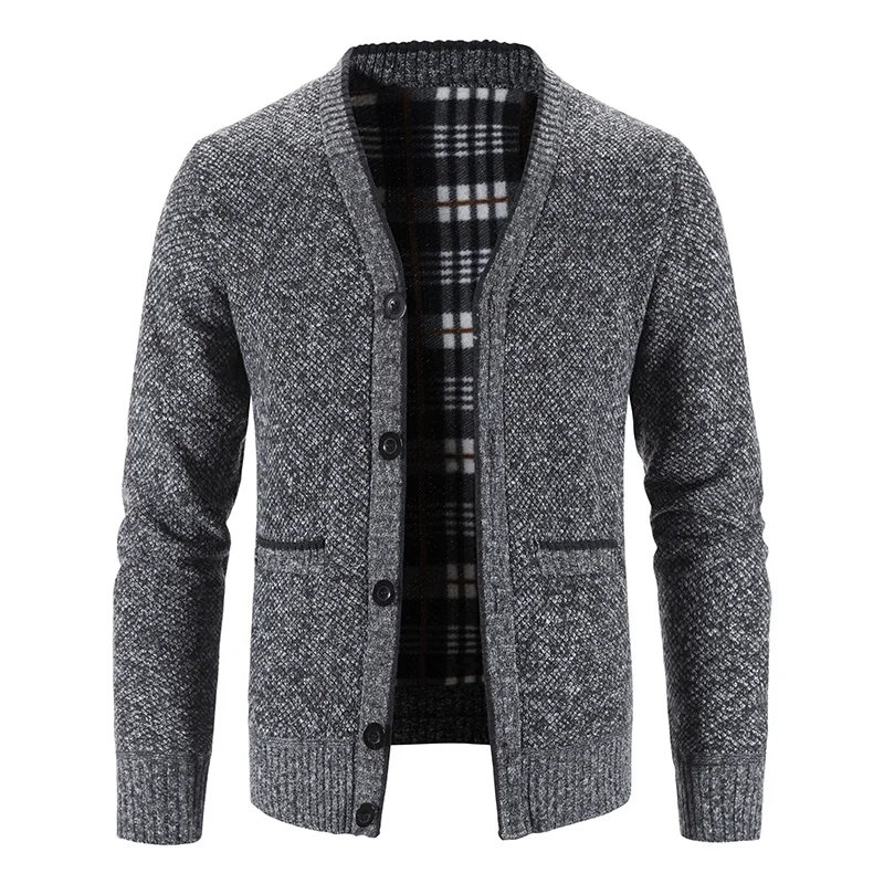 

brand Men's Knitwear Cardigan Autumn Winter Sweater Men Fashion Casual V-neck Button Cardigan Solid Loose Fluff Catch Warm Coats