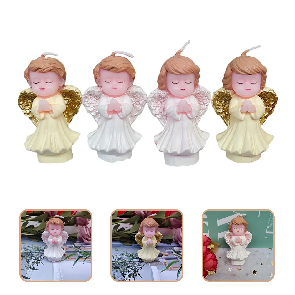 

4pcs Kids Angel Candles Decorative Cake Candles Birthday Party Cake Supplies