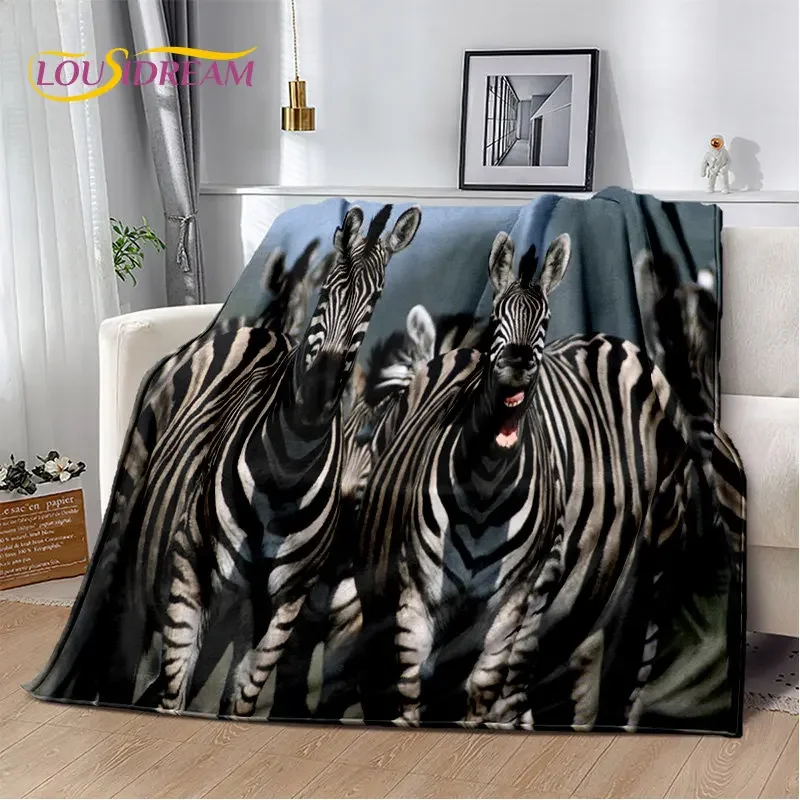 Плюшевое одеяло-покрывало зебра