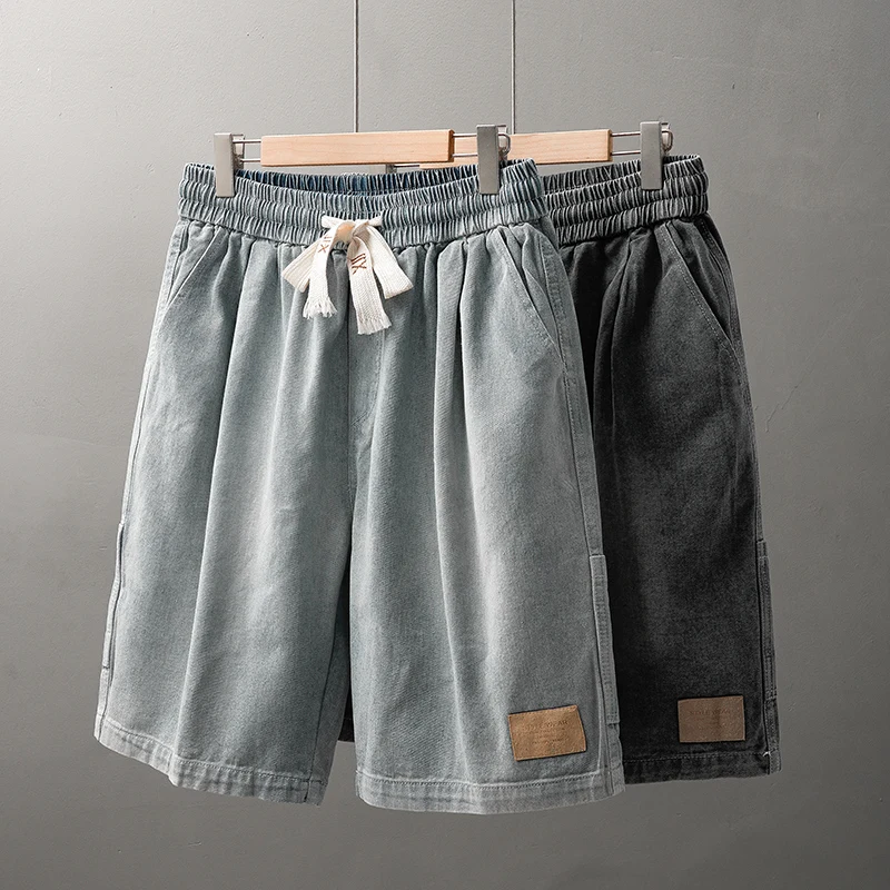 Джинсовые шорты DUKEEN мужские в стиле ретро штаны из 100% хлопка до колена с эффектом