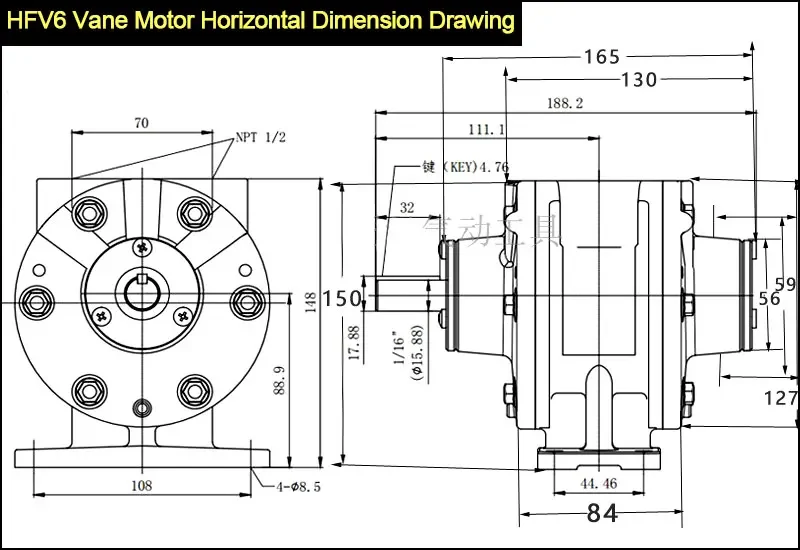 0.44HP 0.33KW 0.31N.m лопасть двигателя HFV1 пневматический двигатель с лопастями низким