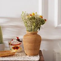 rattan woven vase fashion tabletop decoration flower pot home gardening supplies handmade flower vase basket for home decor